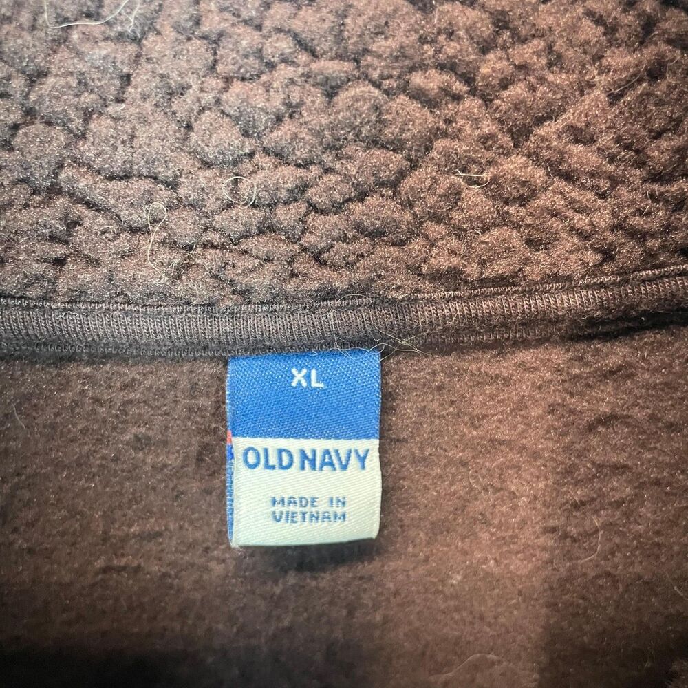 Old Navy Fleece Jacket Men's XL Brown Zip Front Warm Soft Full Zip - Picture 5 of 9